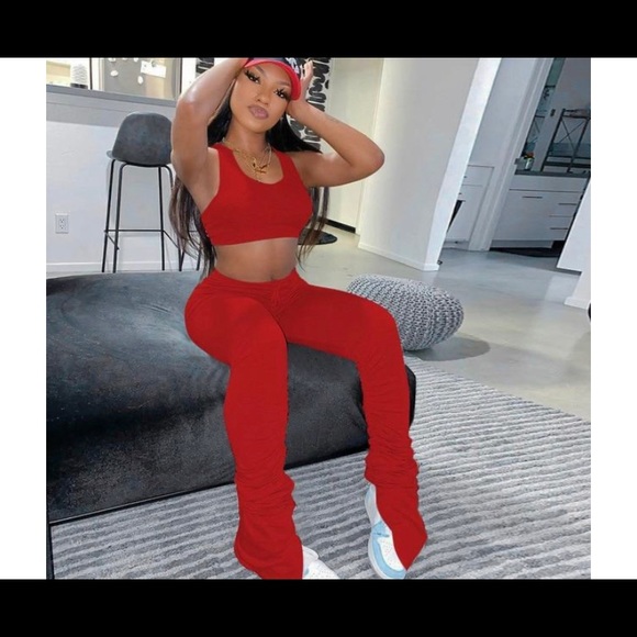 2 PIECE TANK TOP AND STACKED PANTS - Picture 2 of 4